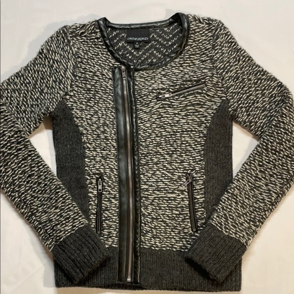 Cynthia Rowley Women’s Gray/Black Zip Cardigan Size S